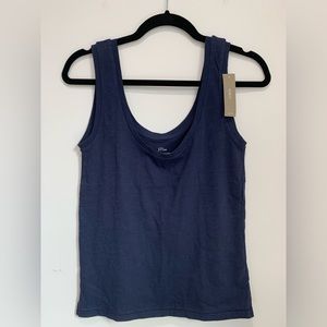 NWT J. Crew Vintage Cotton Scoopneck Tank Top Navy Blue | Size XS
